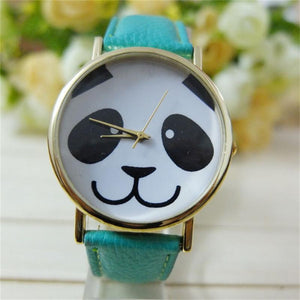 Faux Leather Band Watch Fashion Panda Quartz Wrist Women Watch