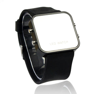 LED Calendar Day/Date Silicone Mirror Watch