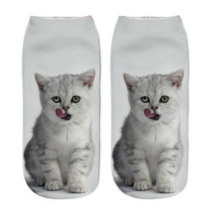 Popular Funny Unisex Short Socks 3D Cat Printed Anklet Socks Casual Socks