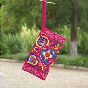 Women Ethnic Handmade Embroidered Wristlet Clutch Bag Vintage Purse Wallet
