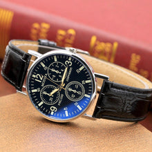 Six Pin  Watches Quartz Men's Watch Blue Glass Belt Watch Men