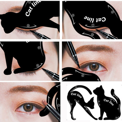 2Pcs Women Cat Line Pro Eye Makeup Tool Eyeliner Stencils Template Shaper Model