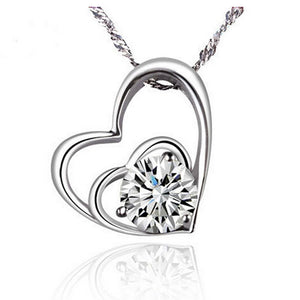 Fashion Women Double Heart Pendant Necklace Chain Jewelry