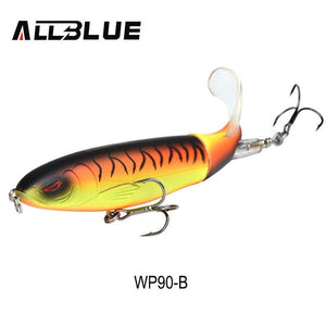 ALLBLUE Whopper Popper 9cm/11cm/13cm Topwater Fishing Lure Artificial Bait Hard Plopper Soft Rotating Tail Fishing Tackle Geer