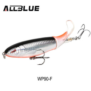ALLBLUE Whopper Popper 9cm/11cm/13cm Topwater Fishing Lure Artificial Bait Hard Plopper Soft Rotating Tail Fishing Tackle Geer